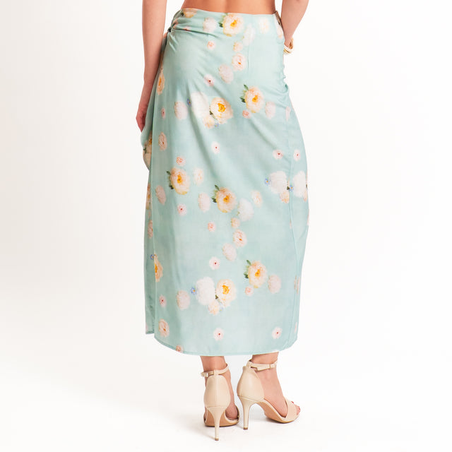 Tensione in-Gonna portafoglio fantasia fiori - acqua/peach
