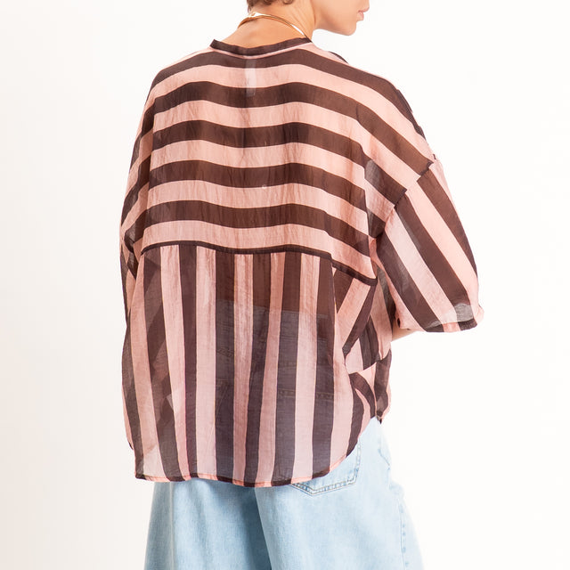 Tensione in-Camicia mussola a righe - moro/rosa