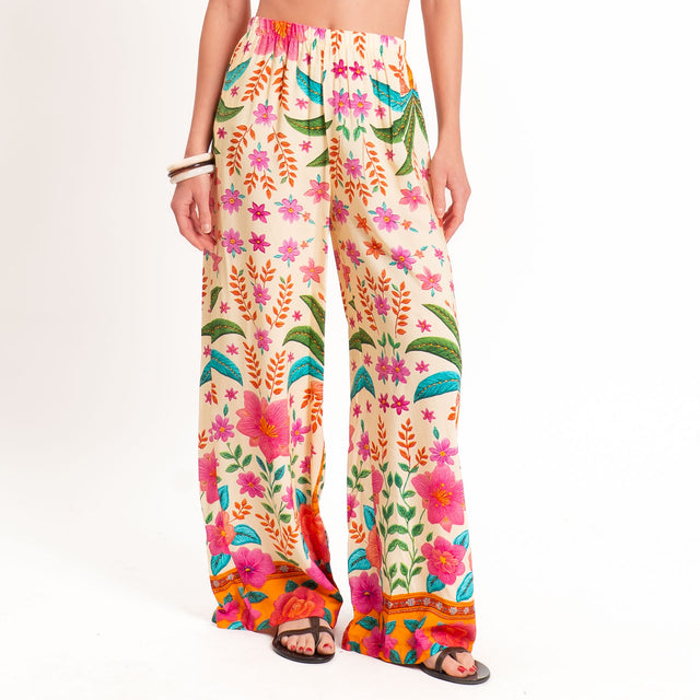 Tensione in-Pantalone fantasia floreale - fucsia/sand/orange