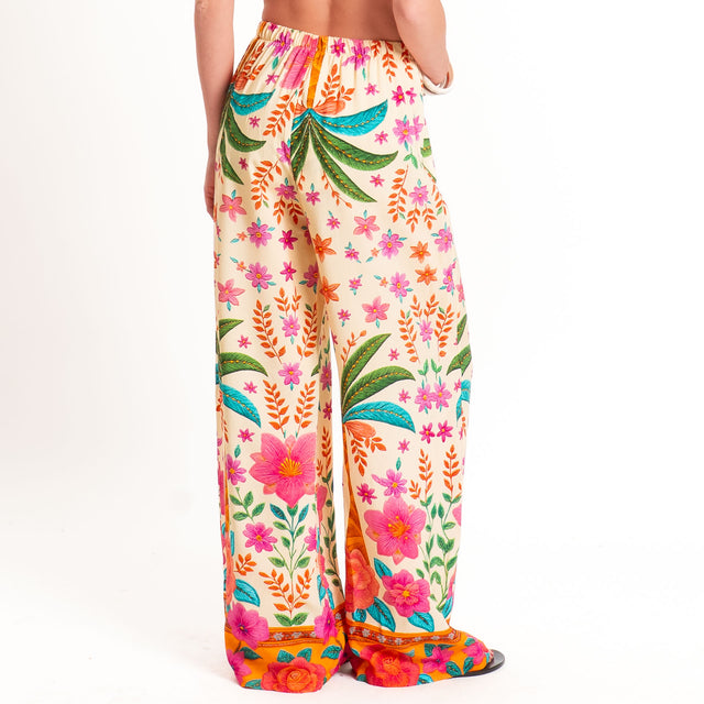 Tensione in-Pantalone fantasia floreale - fucsia/sand/orange