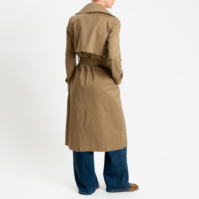 Tensione in-Trench doppiopetto con cintura - cuoio