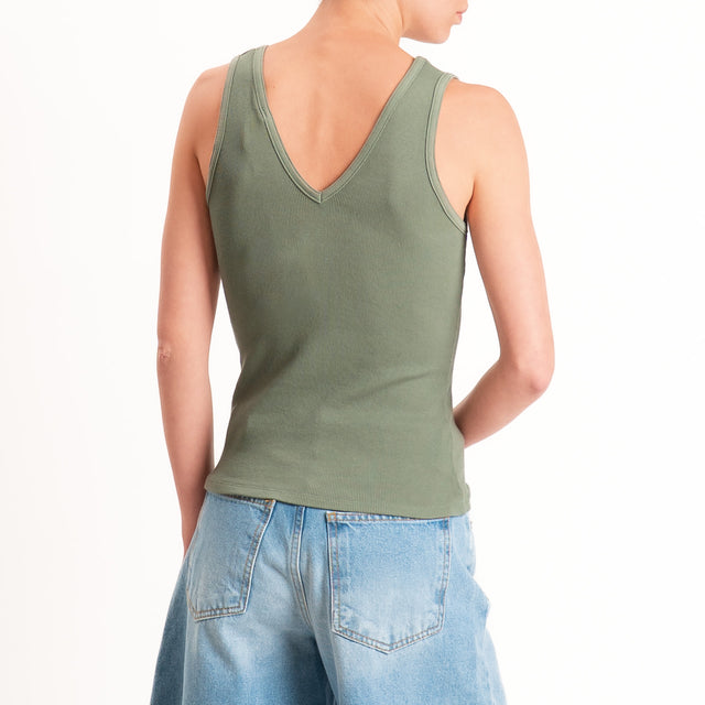 Tensione in-Top doppio scollo v - militare