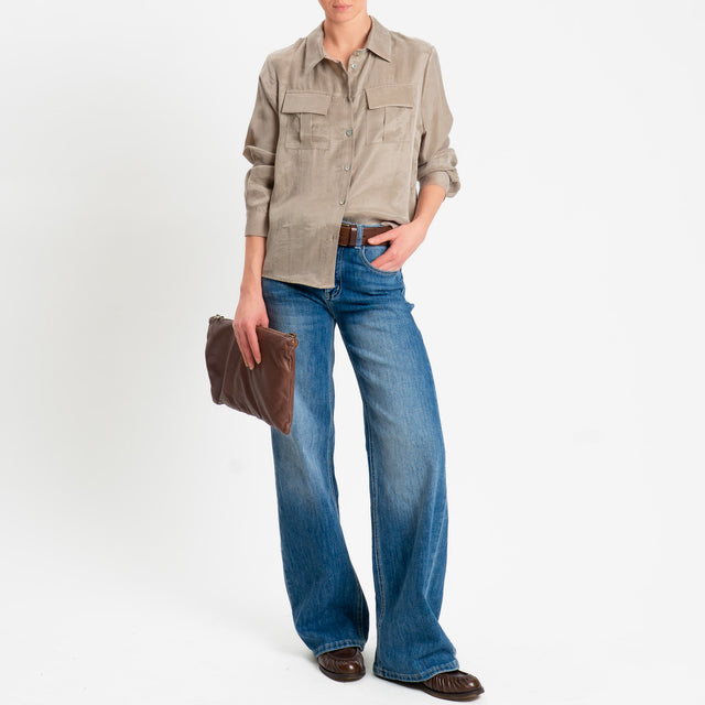 Tensione in-Camicia CLELIA Cupro Manopesca - calce