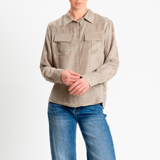 Tensione in-Camicia CLELIA Cupro Manopesca - calce