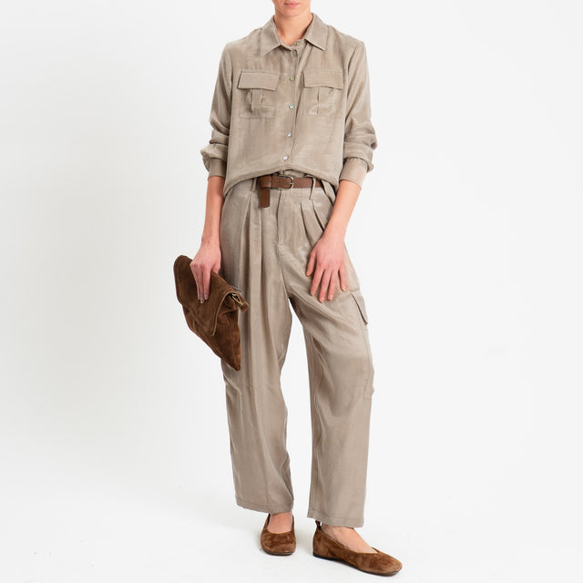 Tensione in-Camicia CLELIA Cupro Manopesca - calce