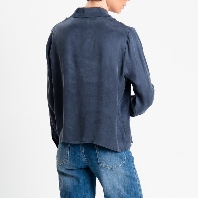 Tensione in-Camicia CLELIA Cupro Manopesca - blu