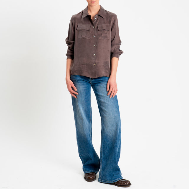 Tensione in-Camicia CLELIA Cupro Manopesca - moka