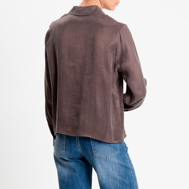 Tensione in-Camicia CLELIA Cupro Manopesca - moka