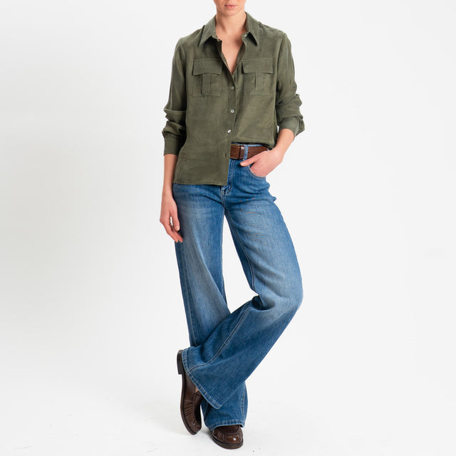 Tensione in-Camicia CLELIA Cupro Manopesca - militare