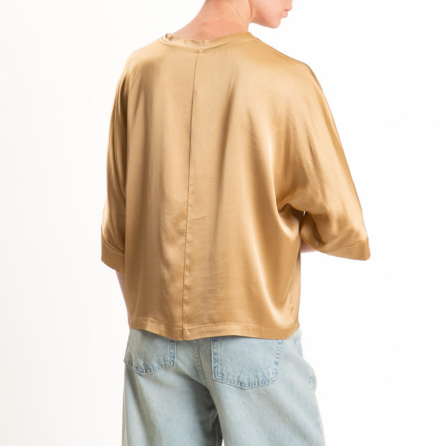 Tensione in-Blusa scatola manica 3/4 satin elasticizzato - desert