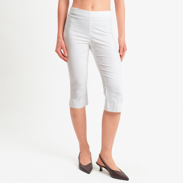 Tensione in-Pantalone capri elastico in vita - bianco