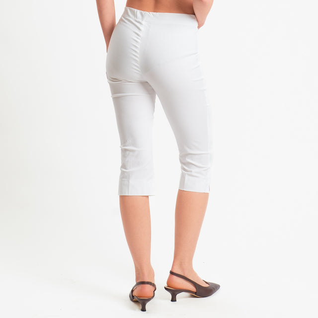 Tensione in-Pantalone capri elastico in vita - bianco