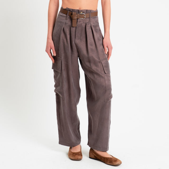 Tensione in-Pantalone CAROLINA cargo Cupro Manopesca - moka