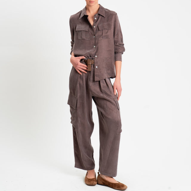 Tensione in-Pantalone CAROLINA cargo Cupro Manopesca - moka