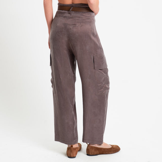 Tensione in-Pantalone CAROLINA cargo Cupro Manopesca - moka