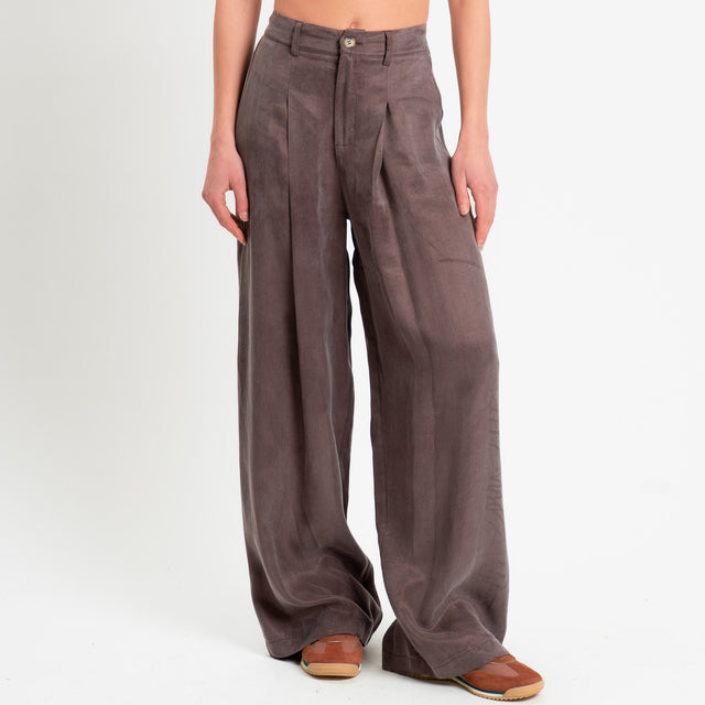 Tensione in-Pantalone CHIARA Cupro Manopesca - moka