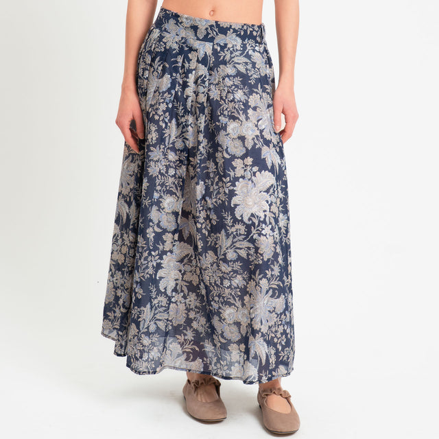 Tensione in-Gonna mussola fantasia floreale - blu/beige