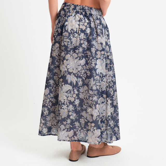 Tensione in-Gonna mussola fantasia floreale - blu/beige