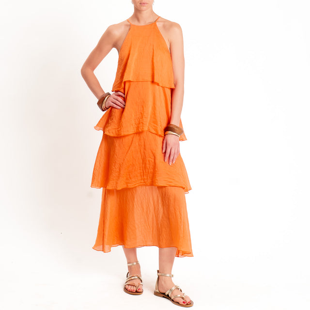Tensione in-Abito mussola lyocell con balze - arancio