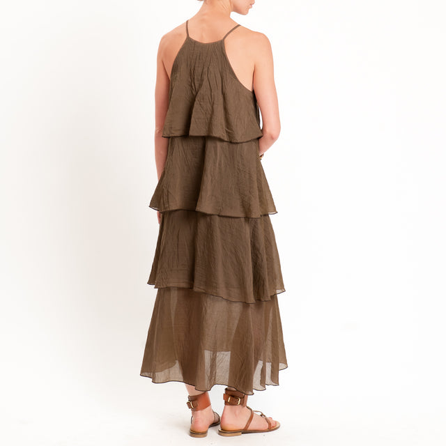 Tensione in-Abito mussola lyocell con balze - choco