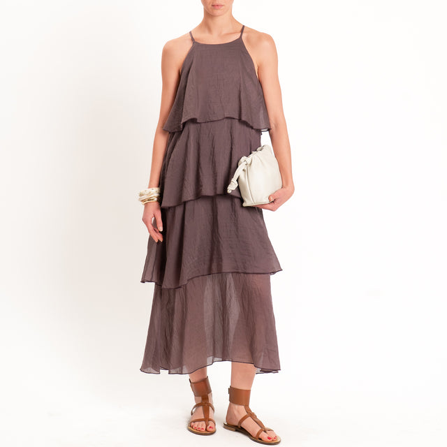 Tensione in-Abito mussola lyocell con balze - burgundy