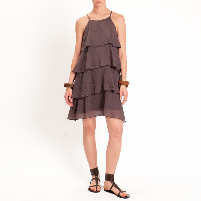 Tensione in-Abito corto mussola lyocell con balze - burgundy