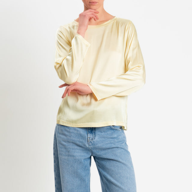 Tensione in-Blusa satin elasticizzata manica lunga - yellow
