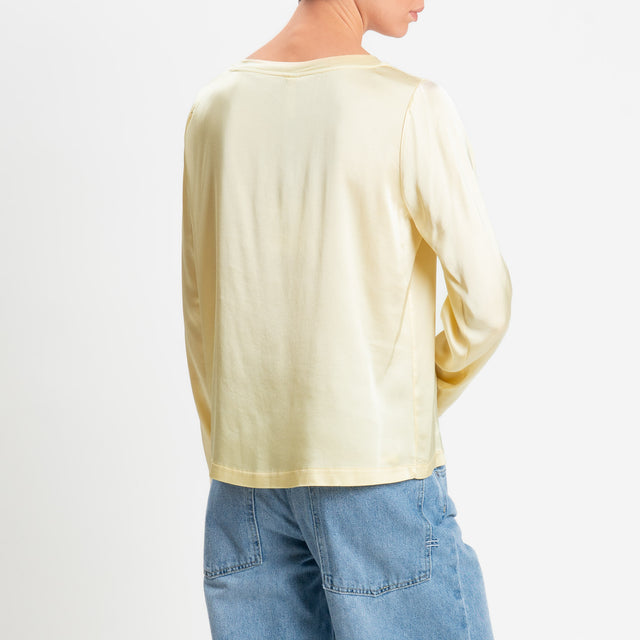 Tensione in-Blusa satin elasticizzata manica lunga - yellow