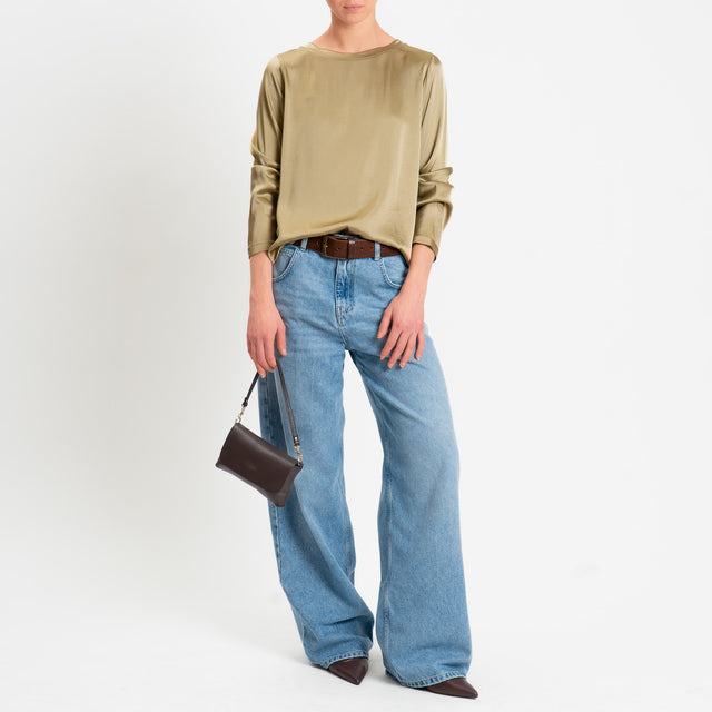 Tensione in-Blusa satin elasticizzata manica lunga - olio