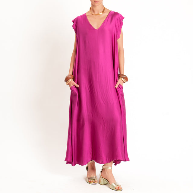 Tensione in-Abito satin scollo v - berry
