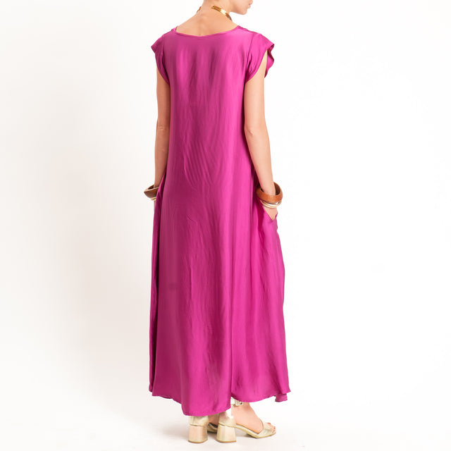 Tensione in-Abito satin scollo v - berry