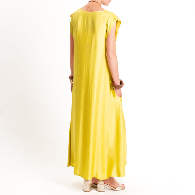 Tensione in-Abito satin scollo v - lime