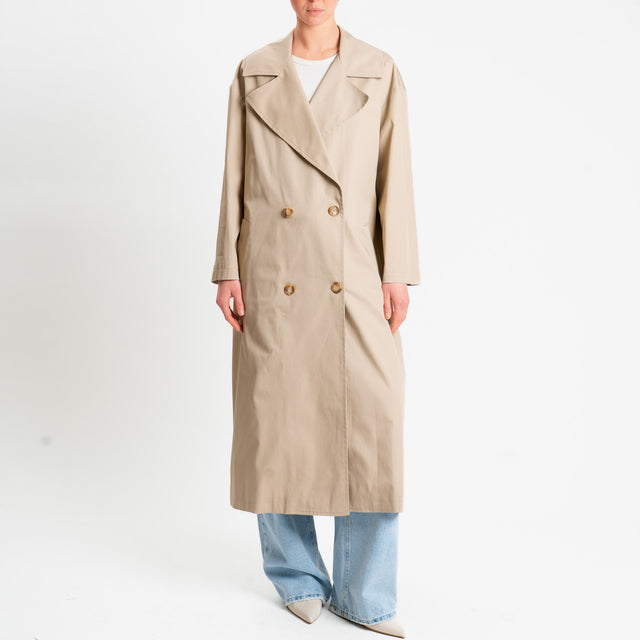 Tensione in-Tench doppiopetto - sabbia