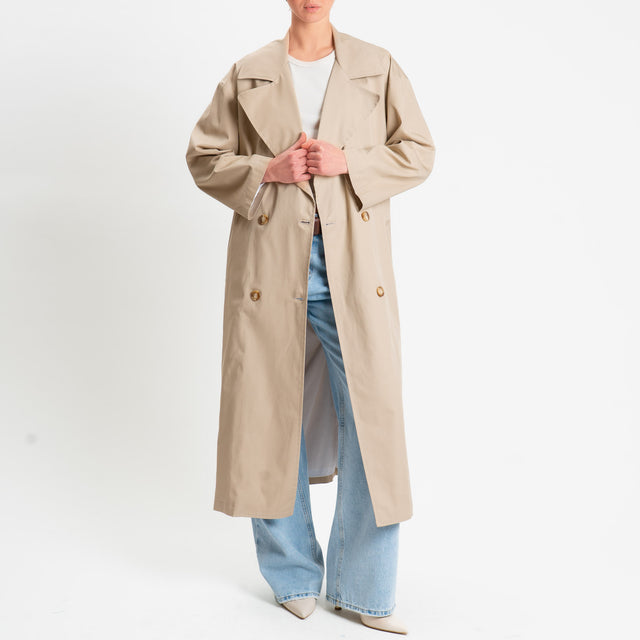 Tensione in-Tench doppiopetto - sabbia