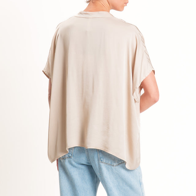 Tensione in-Camicia satin manica scesa - avena