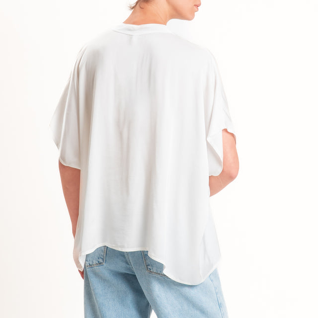 Tensione in-Camicia satin manica scesa - latte