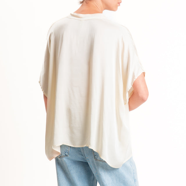 Tensione in-Camicia satin manica scesa - burro