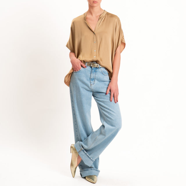 Tensione in-Camicia satin manica scesa - desert