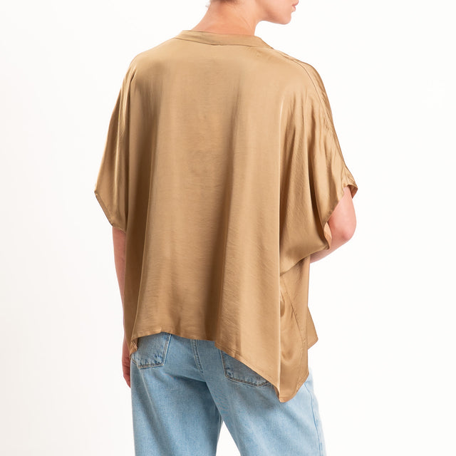 Tensione in-Camicia satin manica scesa - desert