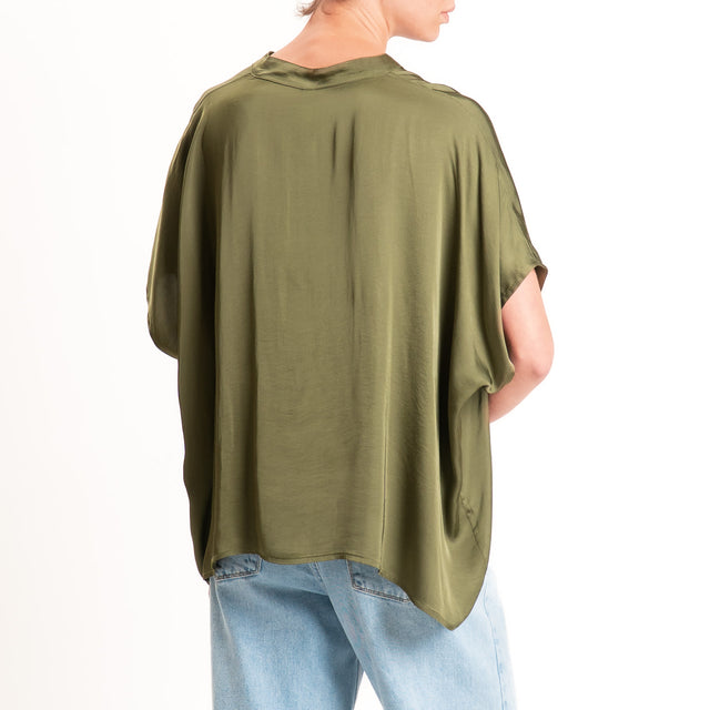 Tensione in-Camicia satin manica scesa - militare