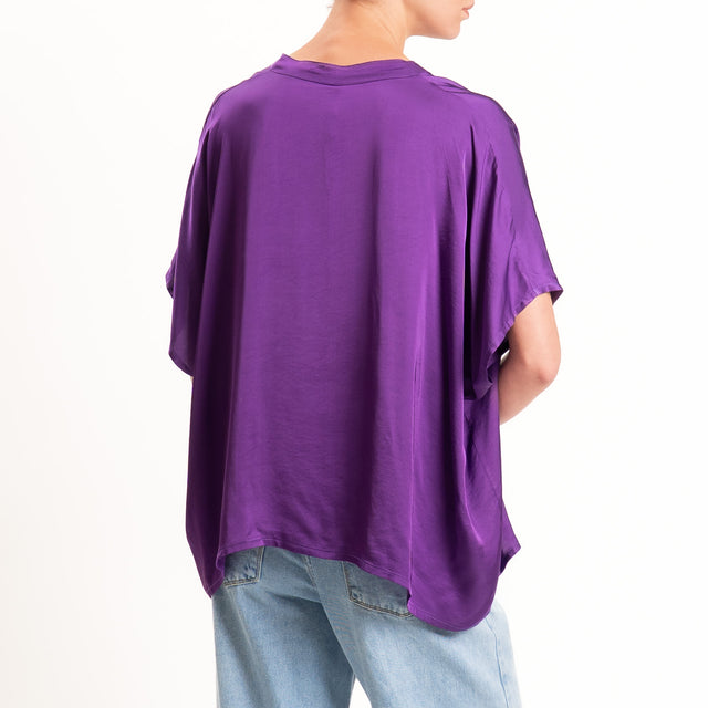 Tensione in-Camicia satin manica scesa - viola