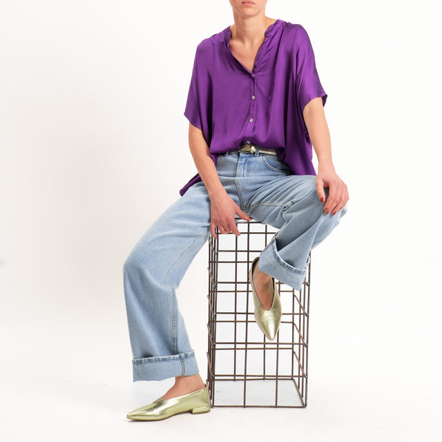Tensione in-Camicia satin manica scesa - viola