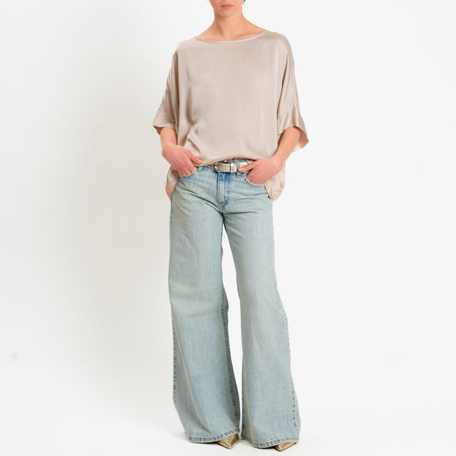 Tensione in-Blusa satin manica scesa - avena