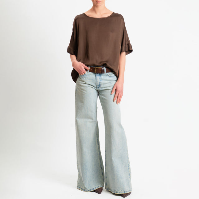 Tensione in-Blusa satin manica scesa - caffe'