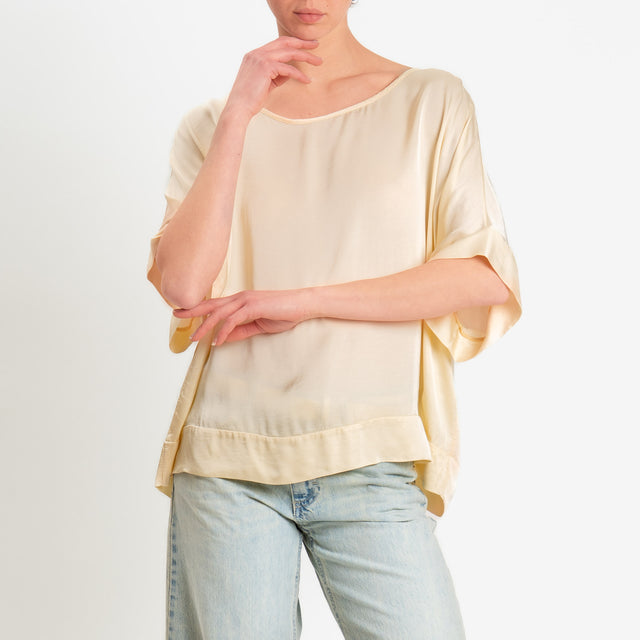 Tensione in-Blusa satin manica scesa - yellow