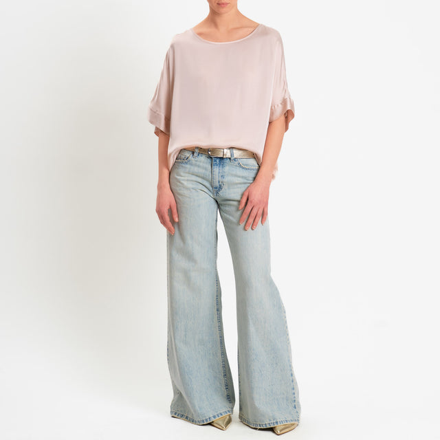 Tensione in-Blusa satin manica scesa - rose