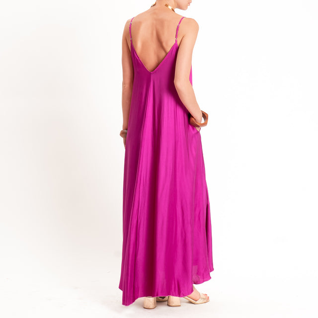 Tensione in-Abito satin svasato con tasche - berry
