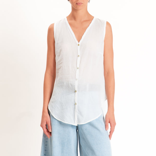 Tensione in-Camicia mussola smanicata - latte