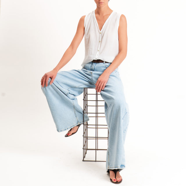 Tensione in-Camicia mussola smanicata - latte