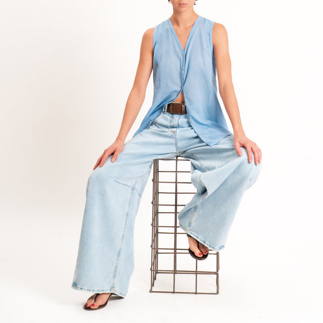 Tensione in-Camicia mussola smanicata - azzurro